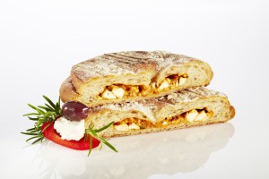 Brotprinz ciabatta snack vegetarian with feta cheese and ratatouille